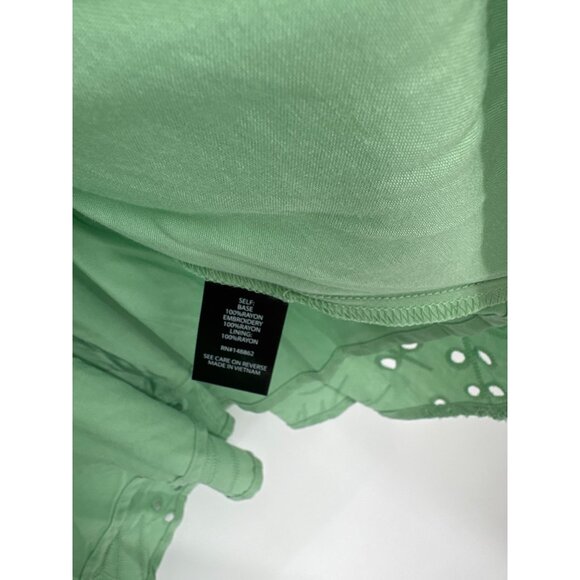 TORRID shirt top Size 2x Mint Green Eyelet  Ruffle Sleeve Peplum  V-Neck Blouse - Picture 4 of 6